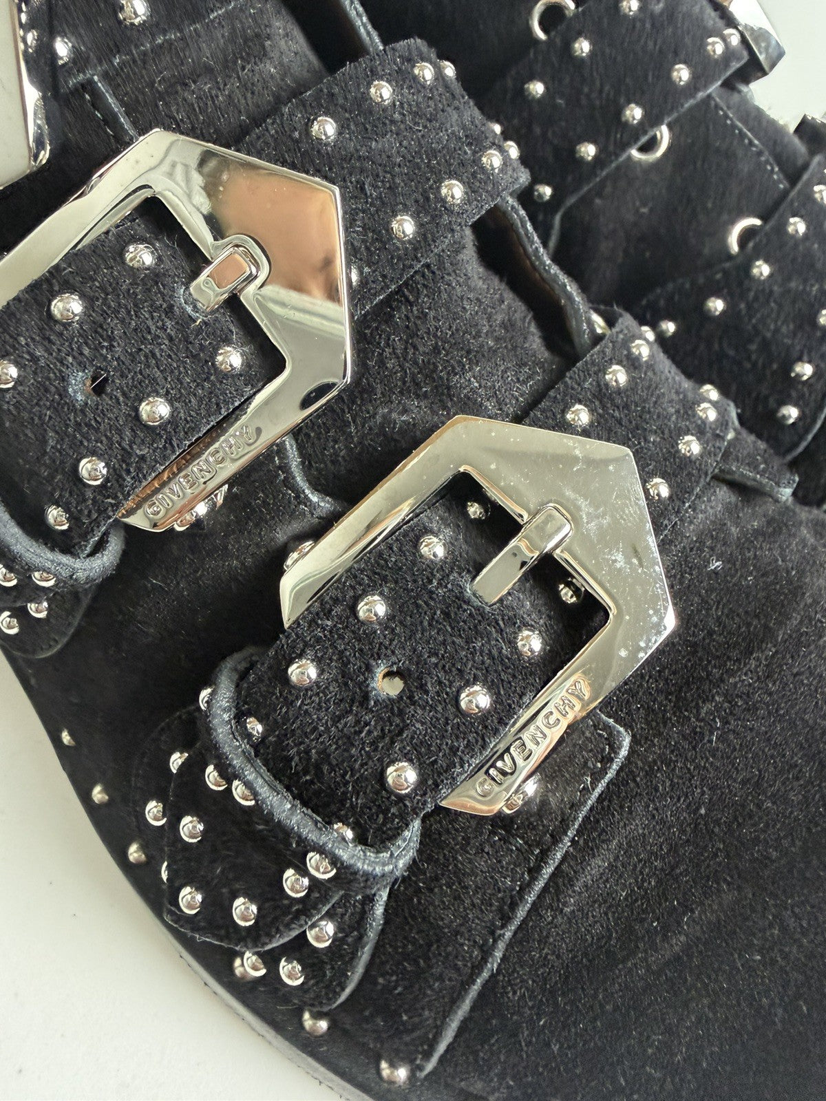 Givenchy "Elegant" Studded Multi-Buckle Ankle Boots Size 38