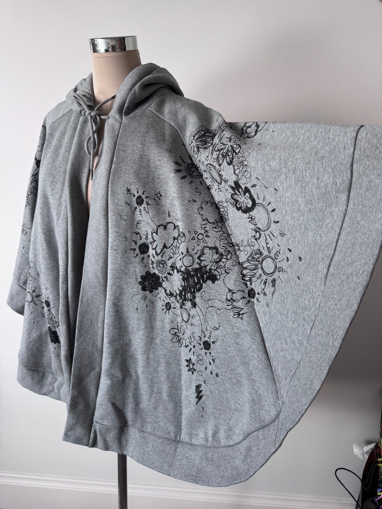 Burberry Doodle Print Hooded Cape one size