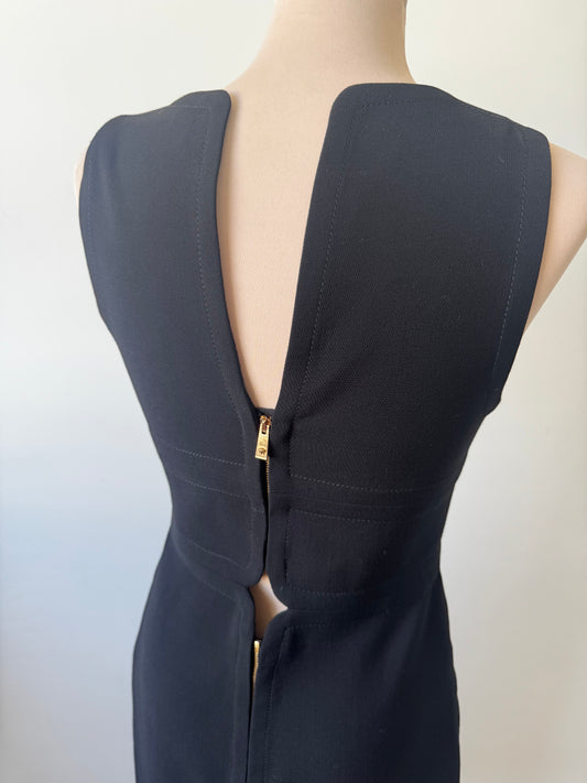 Versace Black Cutout Midi Sheath Dress Size 38