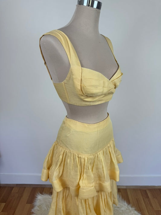 ZIMMERMAN COASTER BRALETTE AND TIERED SKIRT YELLOW SIZE 1/0 au 8-10