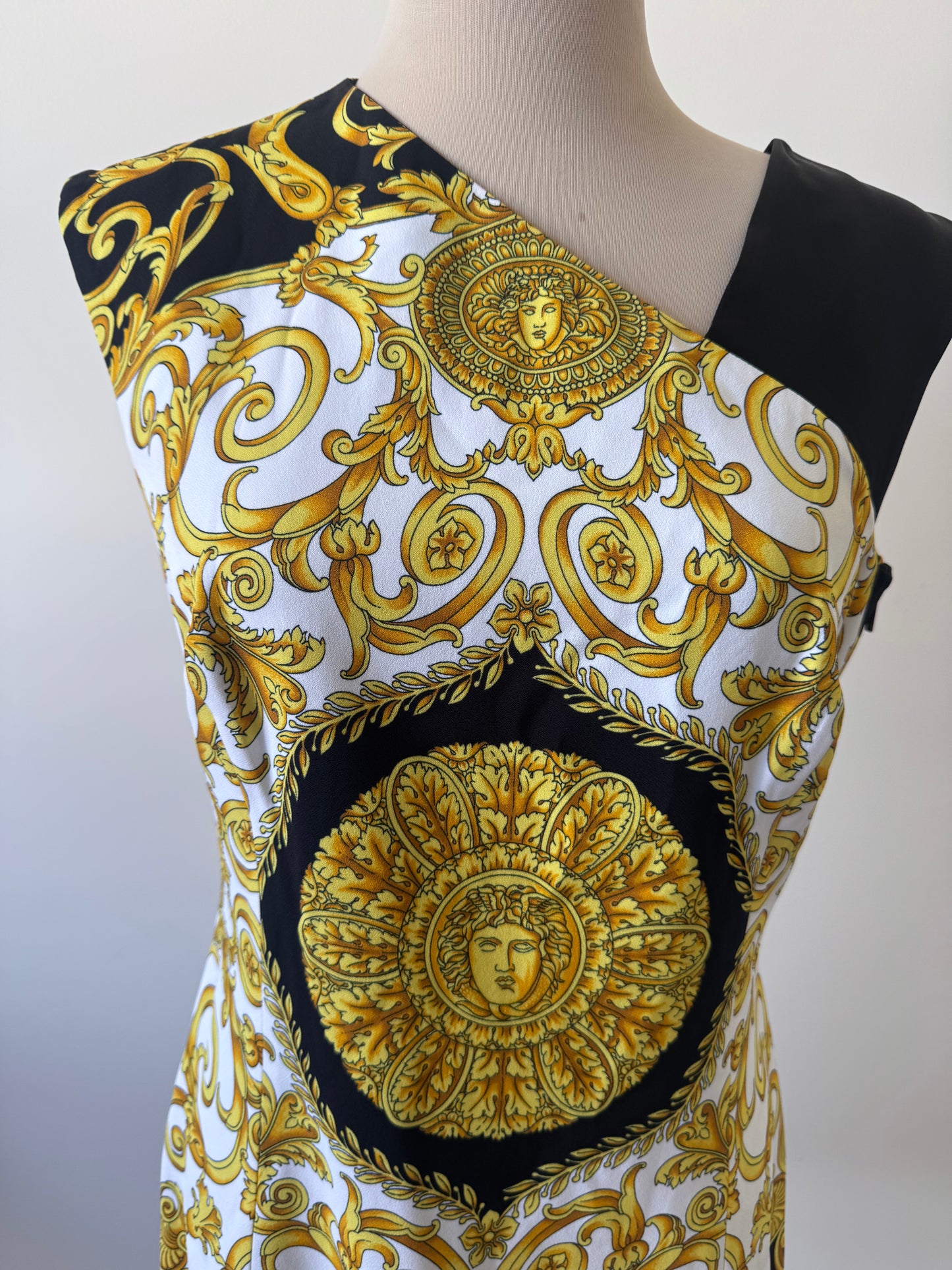 Gianni Versace Era Inspired Medusa Barocco Silk Mini Dress