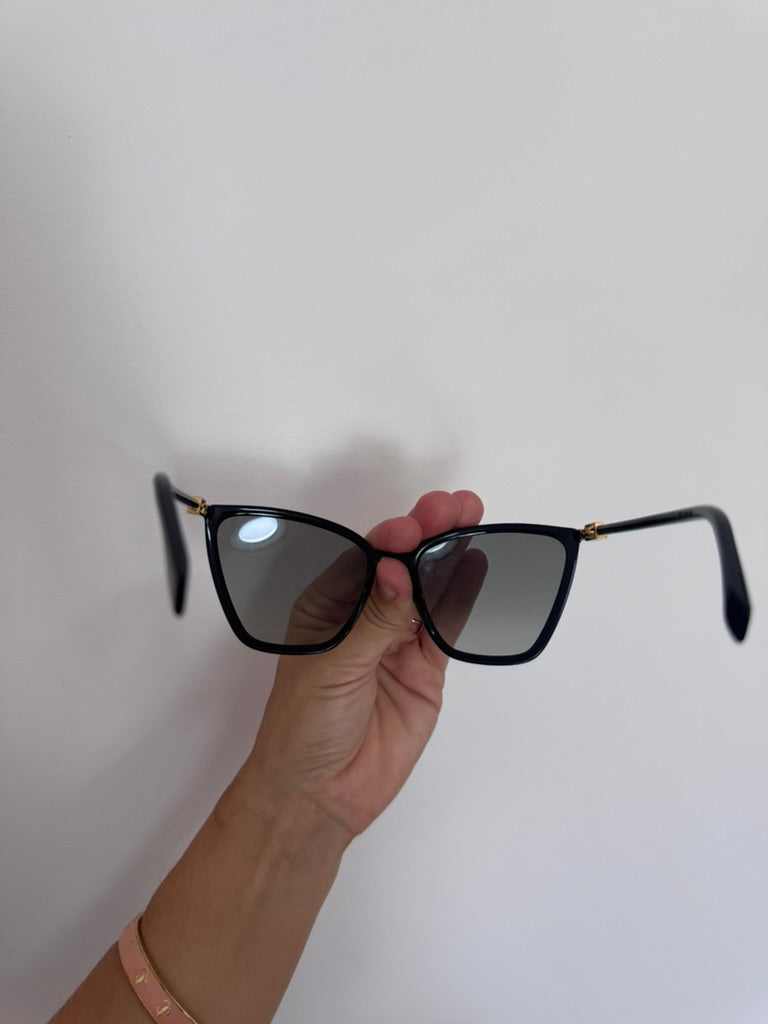FENDI Black Acetate Oversized Cat Eye Sunglasses - FF0433