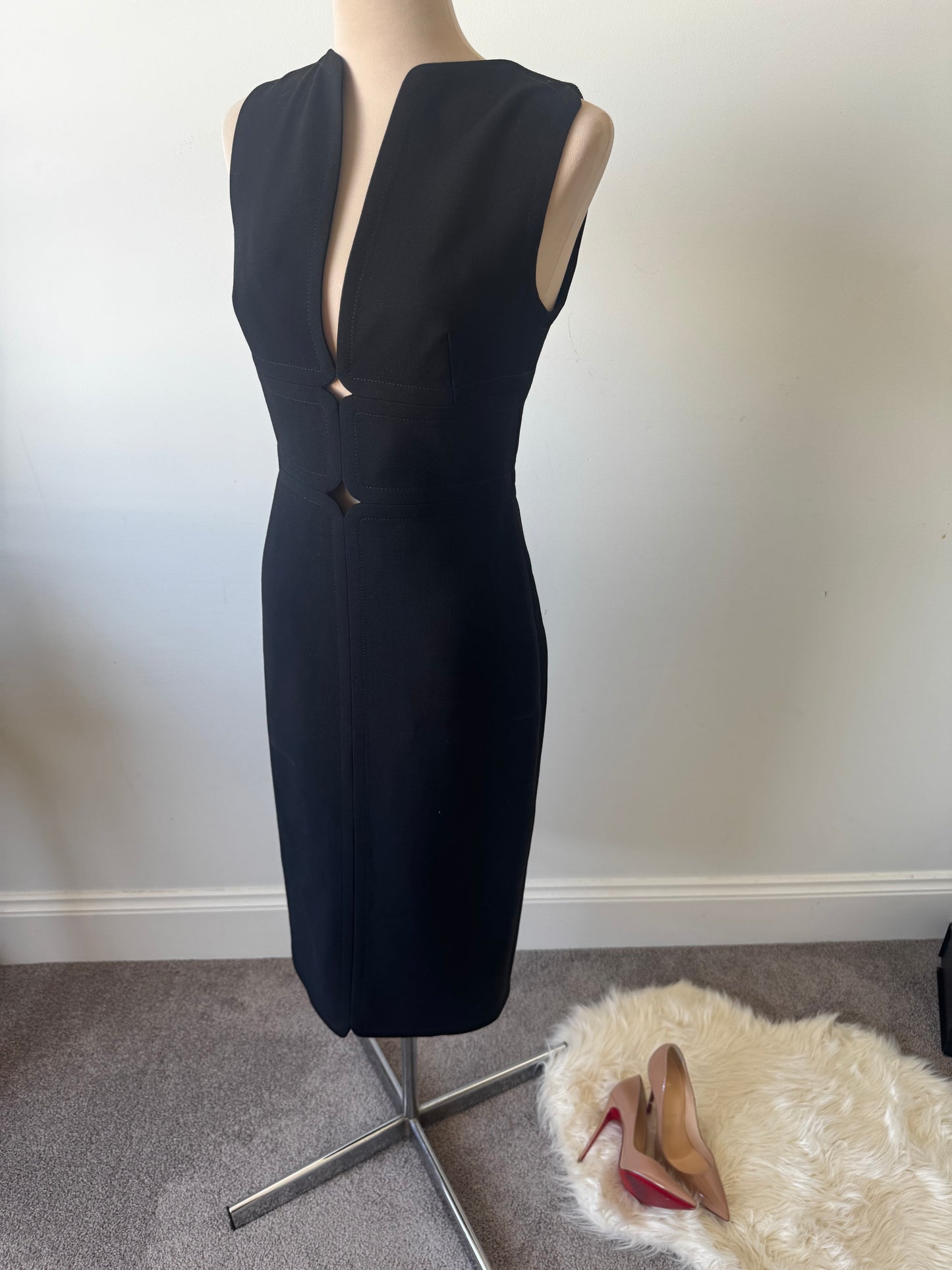 Versace Black Cutout Midi Sheath Dress Size 38