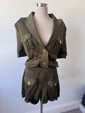 BNWT Balmain Military Knit Two-Piece Shorts Set - Khaki - Size FR 38