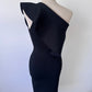 Scanlan Theodore Crepe Knit One Shoulder Ruffle Dress (Small)