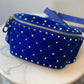 Valentino Blue Velvet Rockstud Belt Bag 75