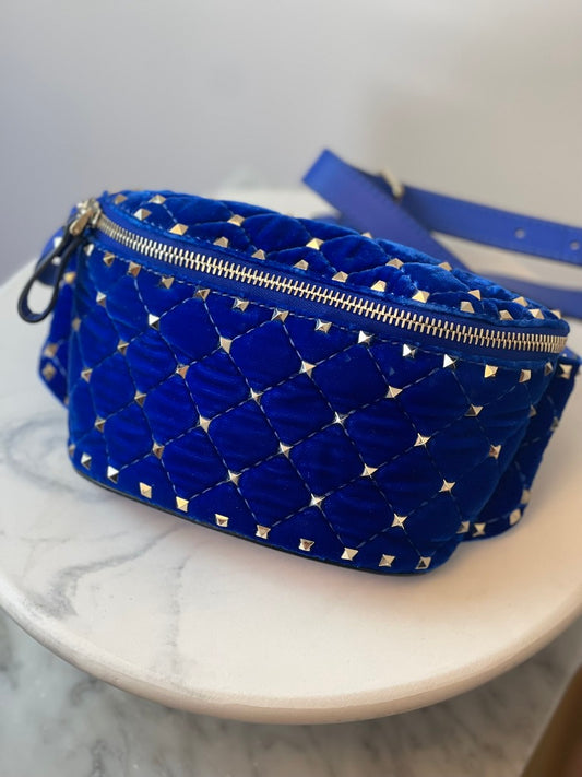 Valentino Blue Velvet Rockstud Belt Bag 75