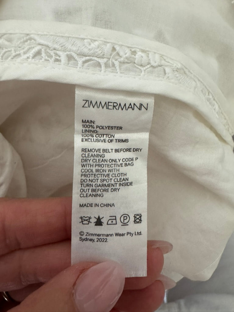 ZIMMERMANN Raie Belted Guipure Lace Midi Skirt In Ivory size 1 skirt