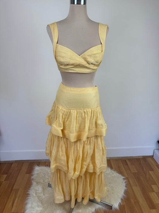 ZIMMERMAN COASTER BRALETTE AND TIERED SKIRT YELLOW SIZE 1/0 au 8-10