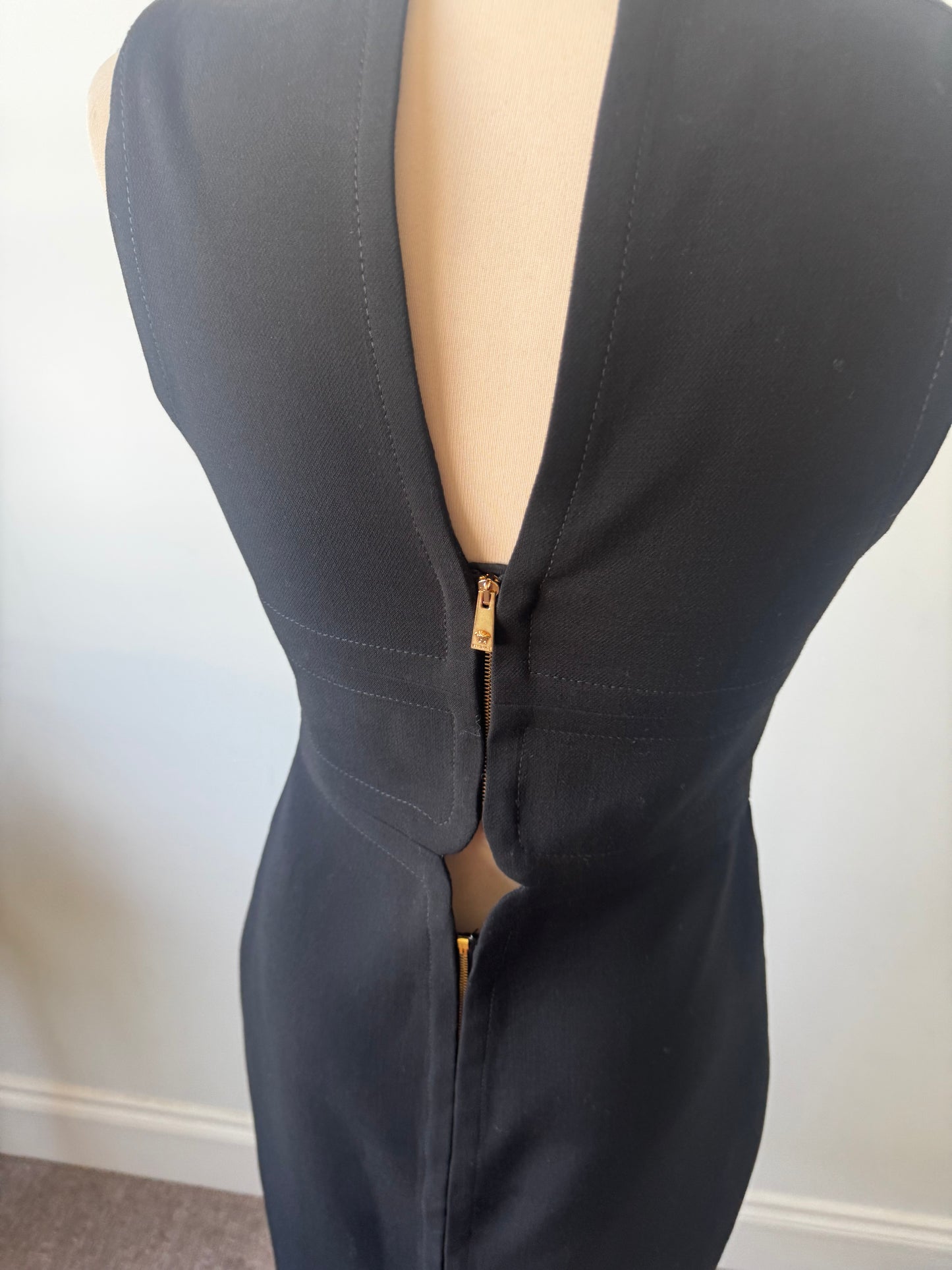 Versace Black Cutout Midi Sheath Dress Size 38