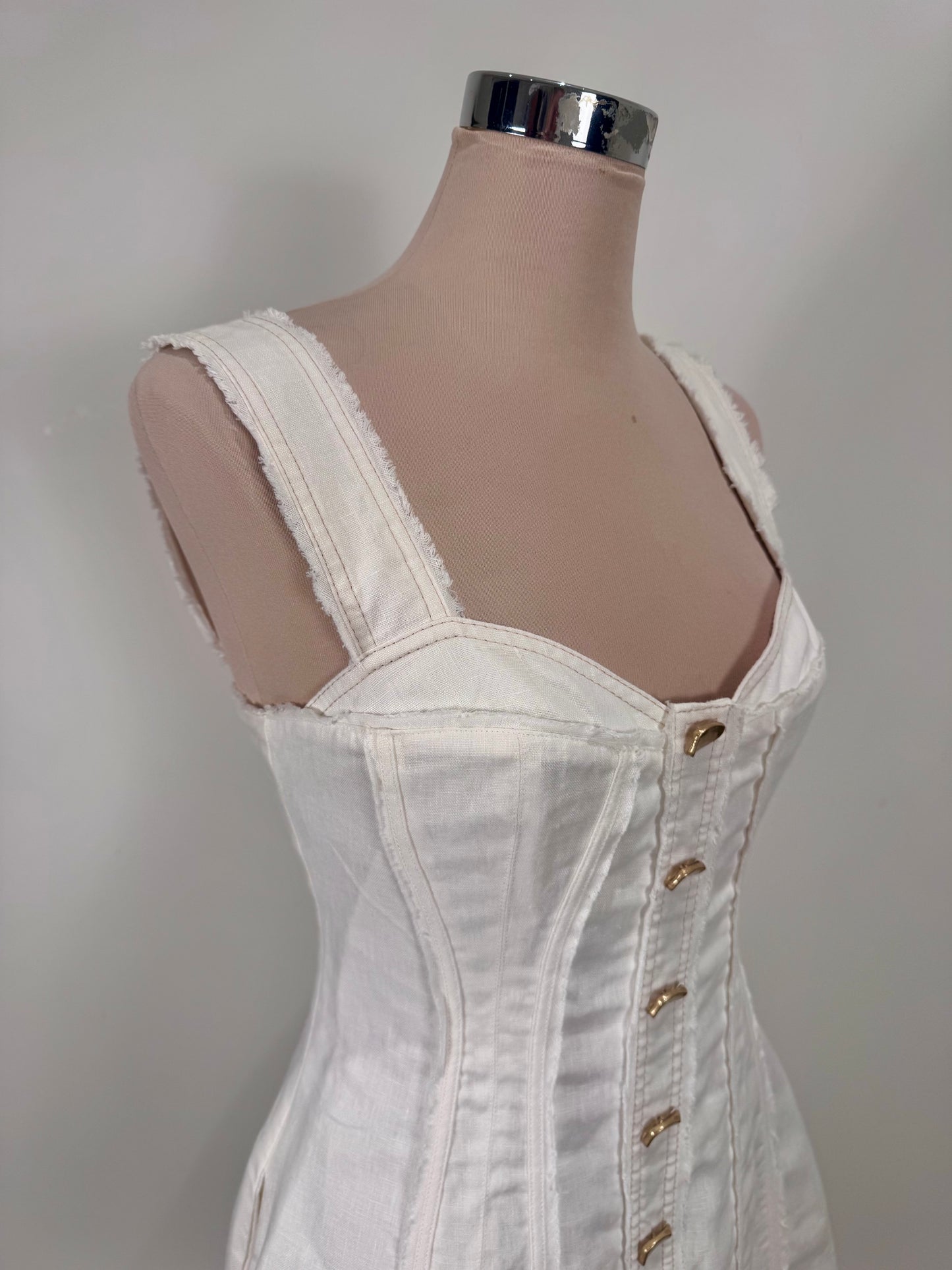 Aje Vista Linen Utility Dress in White size 8