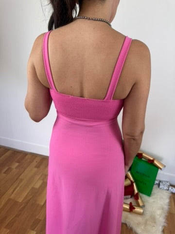 Scanlan Theodore Pink Crepe Knit Dress Midi