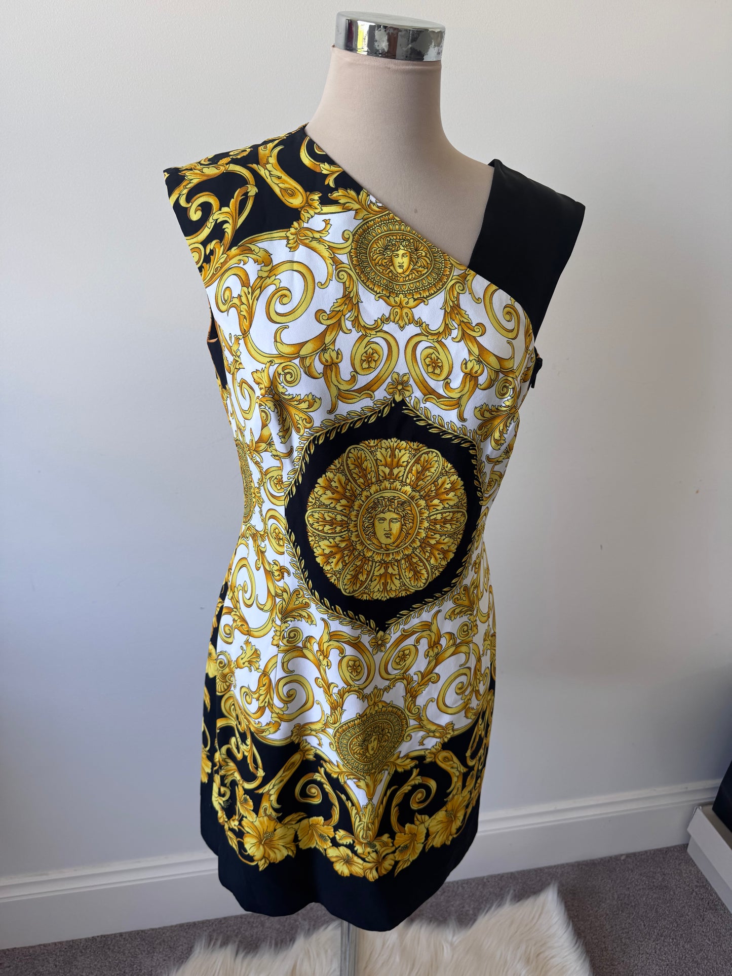 Gianni Versace Era Inspired Medusa Barocco Silk Mini Dress