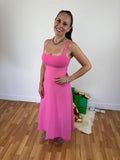 Scanlan Theodore Pink Crepe Knit Dress Midi