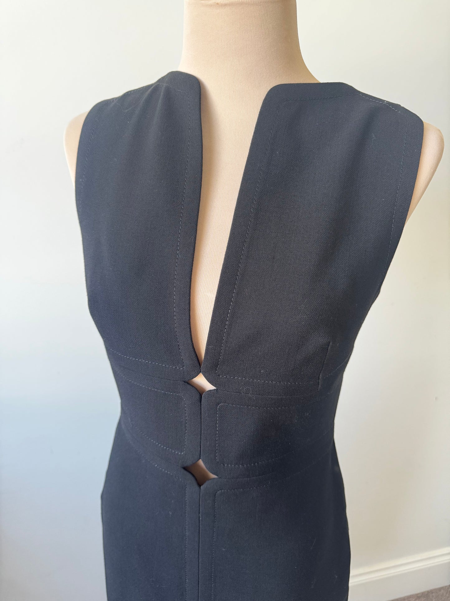 Versace Black Cutout Midi Sheath Dress Size 38