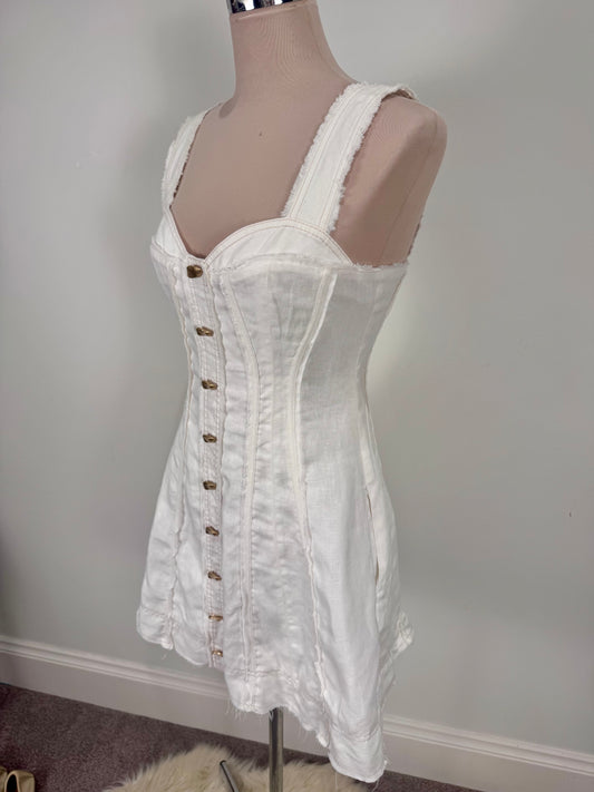 Aje Vista Linen Utility Dress in White size 8