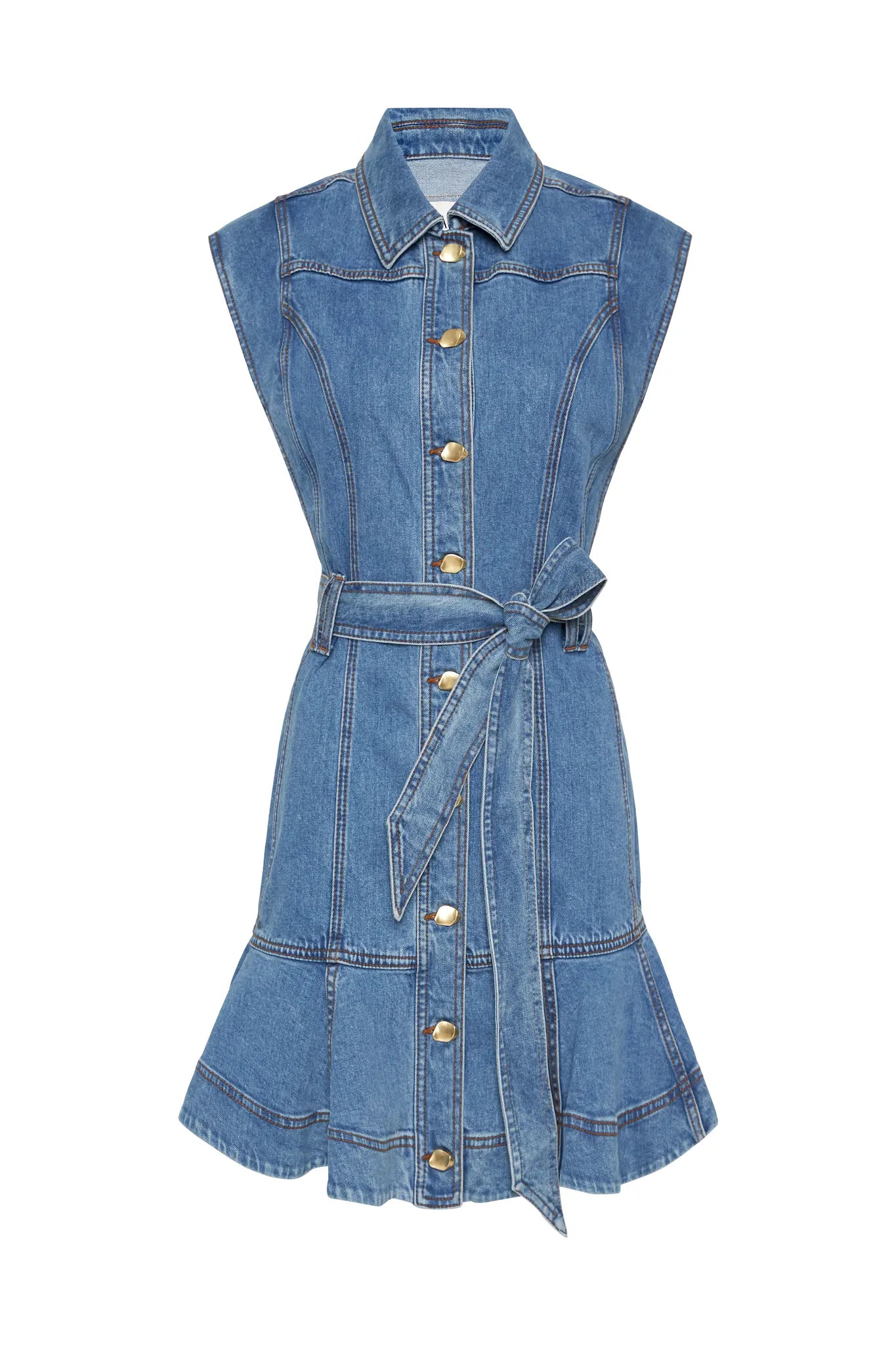 Aje Denim Ruffle Mini Dress size 8