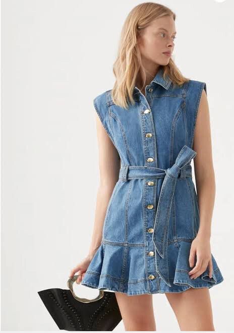 Aje Denim Ruffle Mini Dress size 8