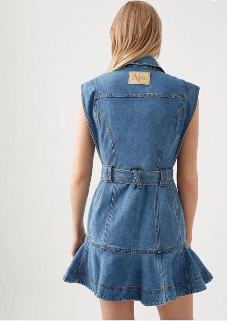 Aje Denim Ruffle Mini Dress size 8