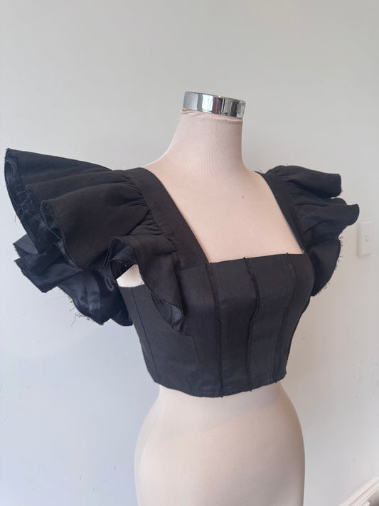 Aje Vanades Frill Top Size 8 in Black