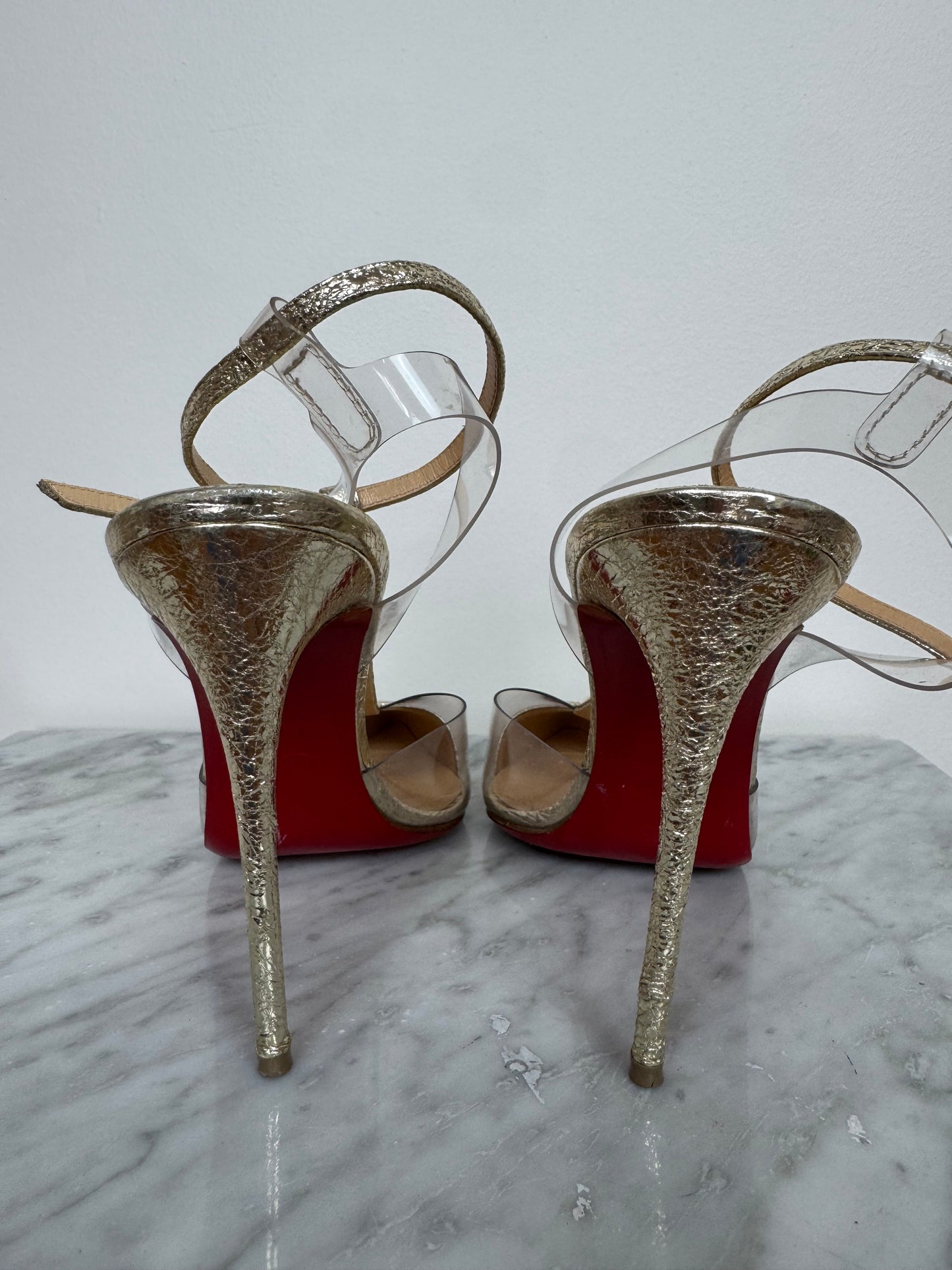 "Christian Louboutin Women's Nosy Spikes Pumps PVC and Leather 100"