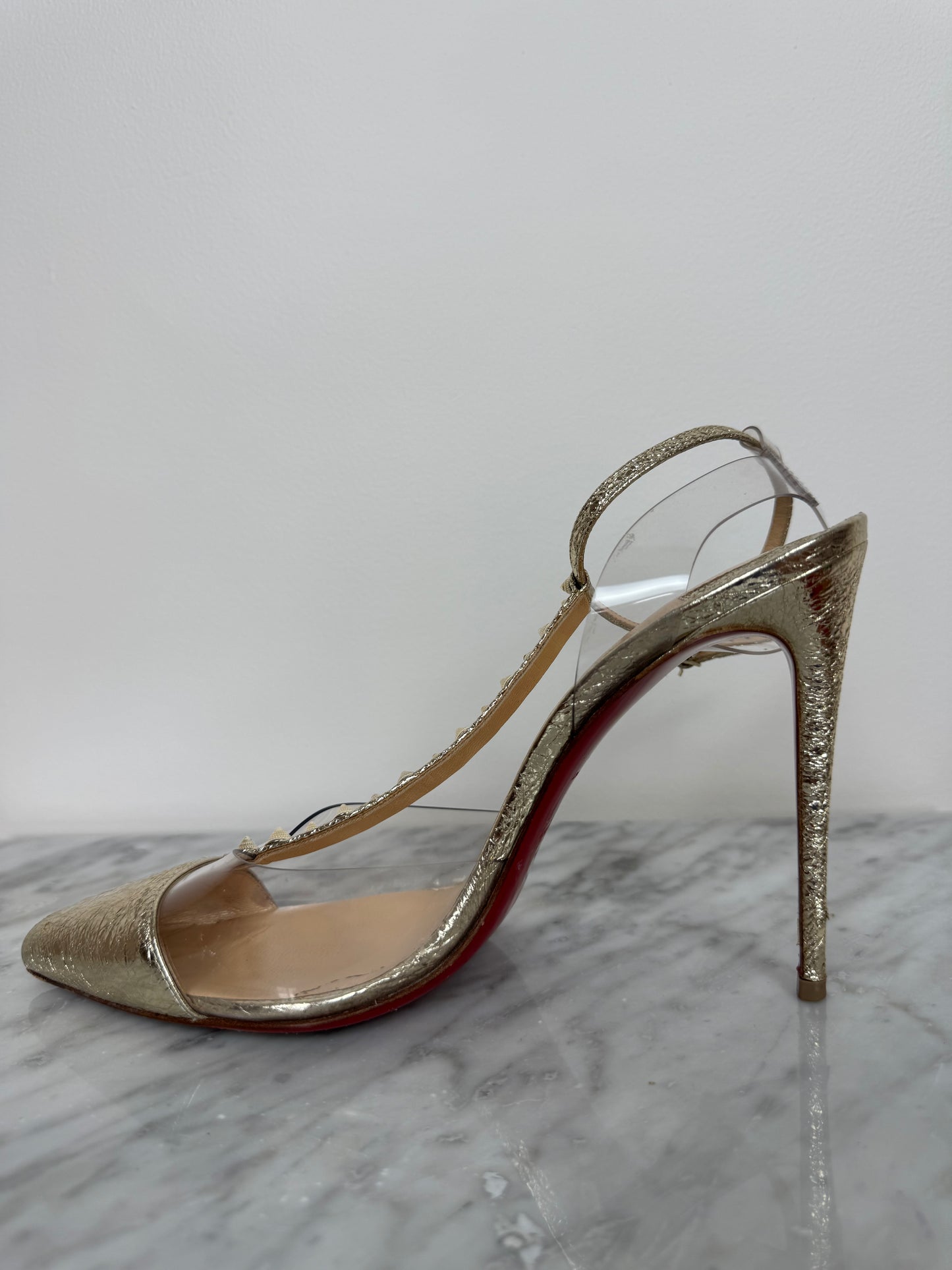 "Christian Louboutin Women's Nosy Spikes Pumps PVC and Leather 100"