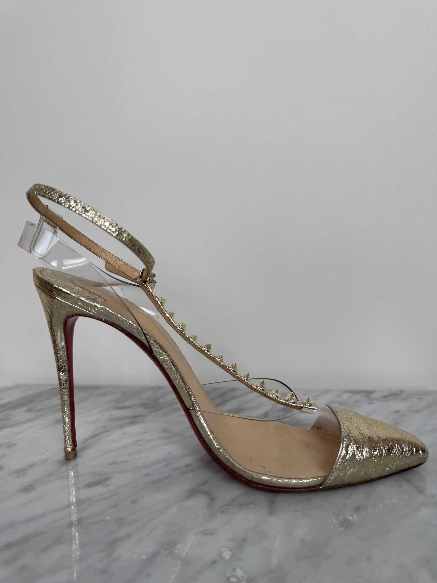 "Christian Louboutin Women's Nosy Spikes Pumps PVC and Leather 100"