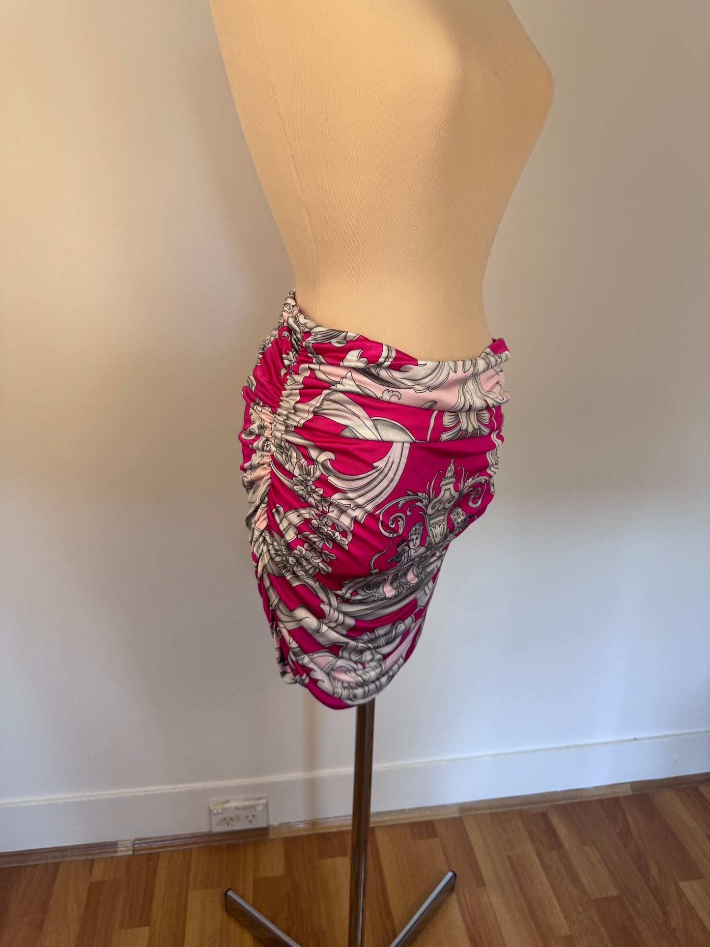 Versace - Silver Baroque ruched miniskirt