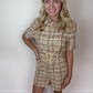 Sandro Acacia belted checked cotton-blend tweed Playsuit size 38