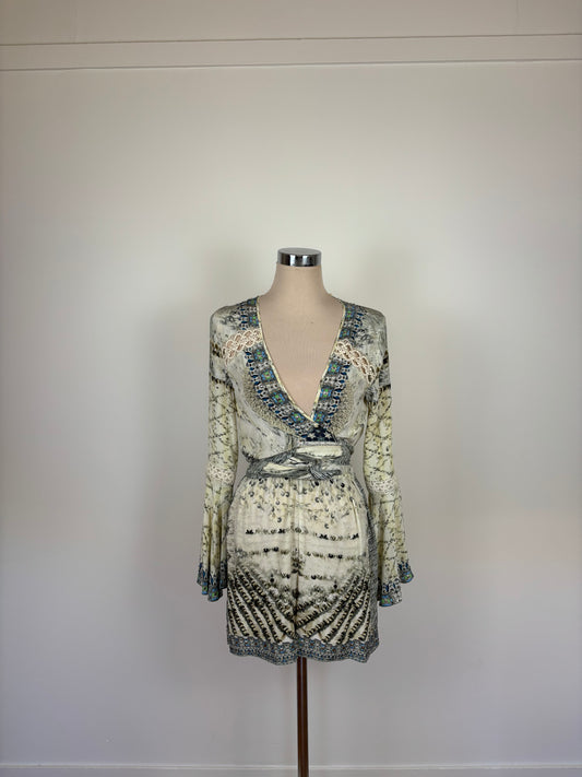 "Camilla Weave Front Tie Playsuit"