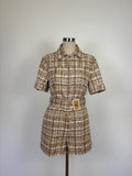 Sandro Acacia belted checked cotton-blend tweed Playsuit size 38