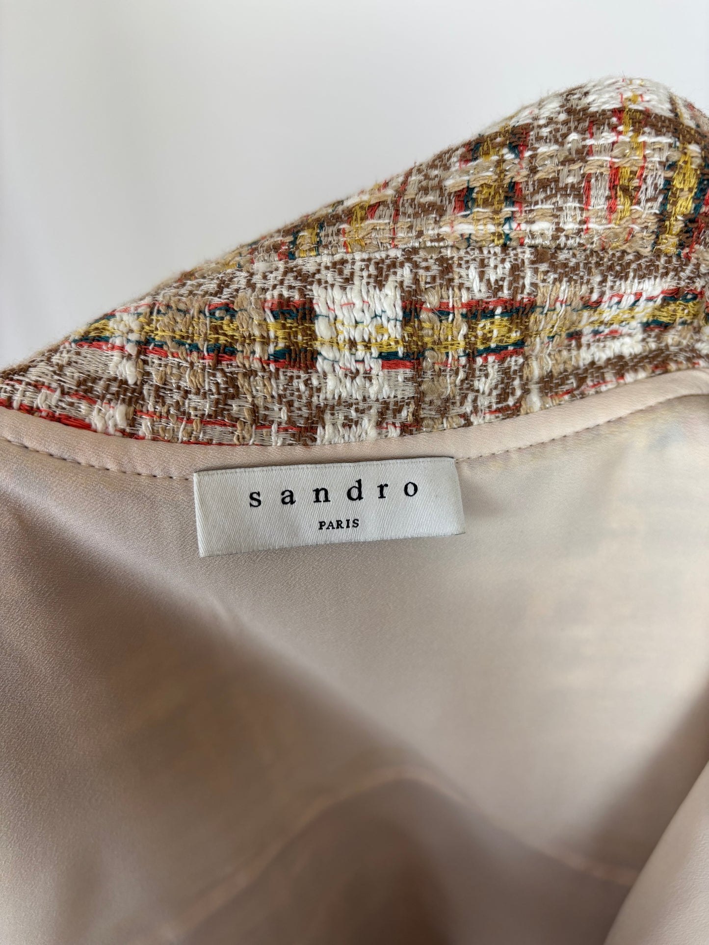 Sandro Acacia belted checked cotton-blend tweed Playsuit size 38