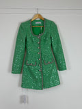 SELF-PORTRAIT Sequinned bouclé minidress green