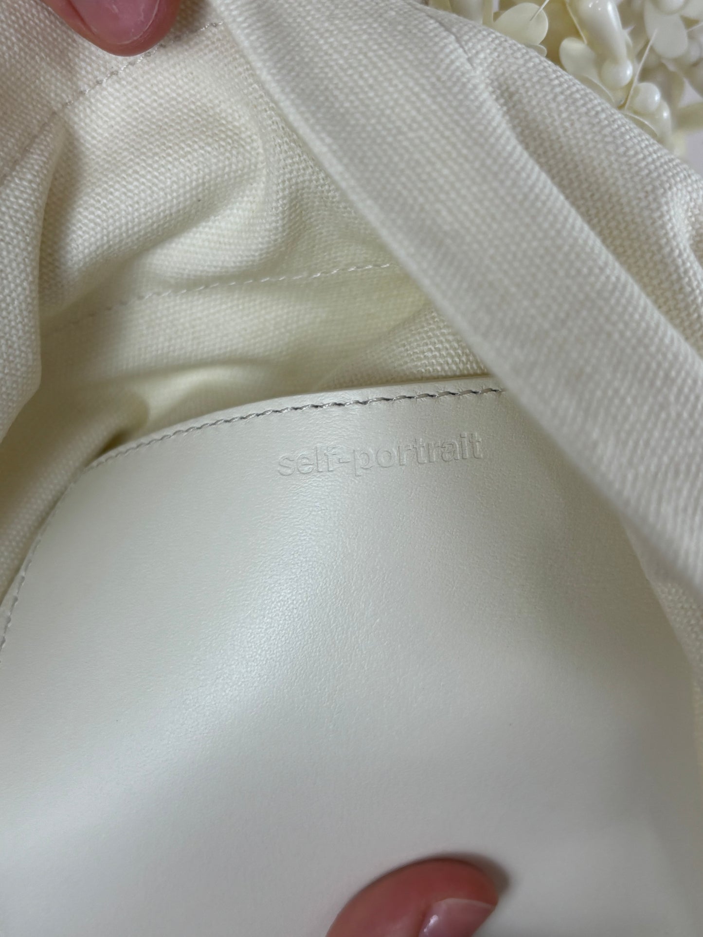 Self-portrait  Cream Beaded Large Tote