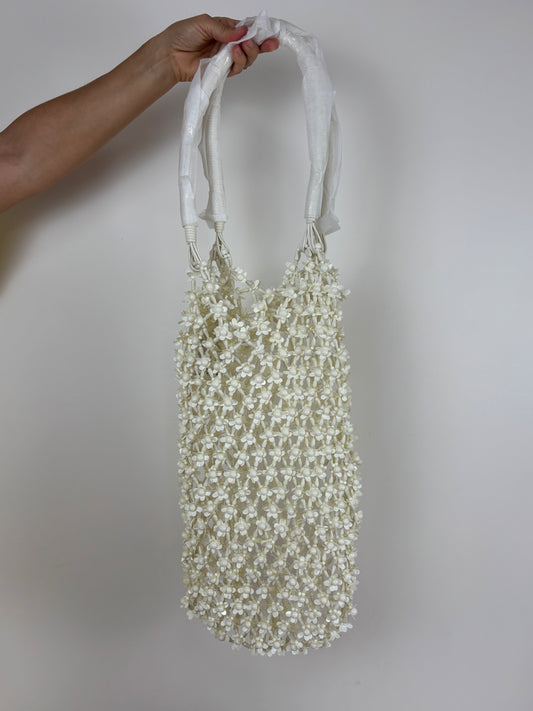 Self-portrait  Cream Beaded Large Tote