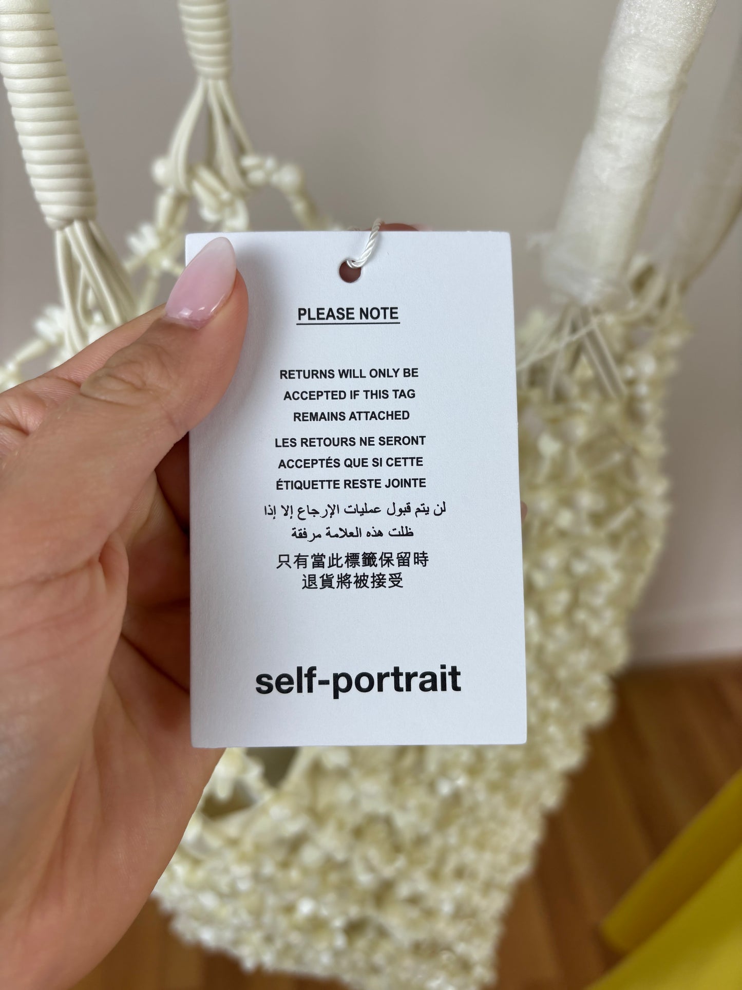 Self-portrait  Cream Beaded Large Tote