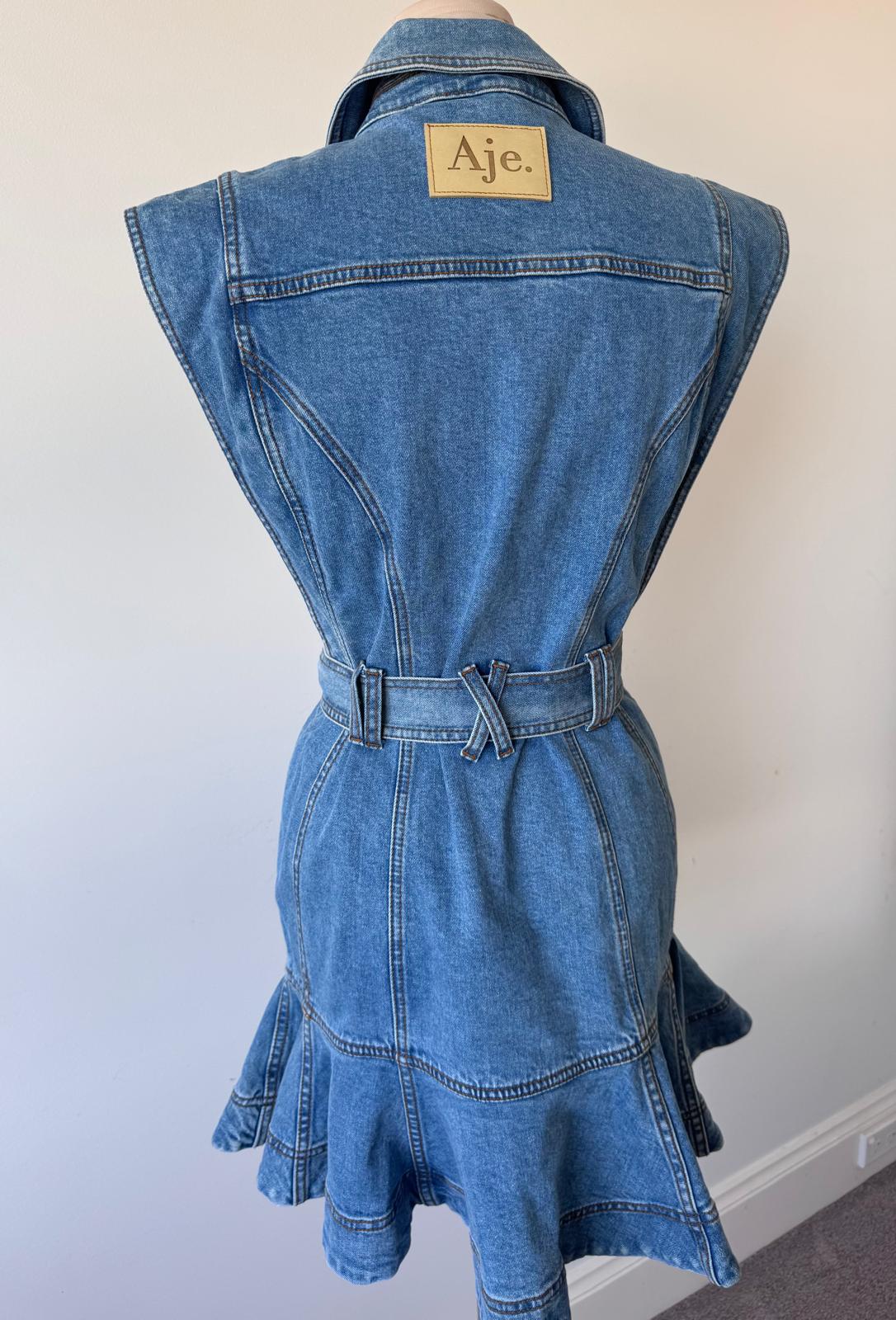 Aje Denim Ruffle Mini Dress size 8
