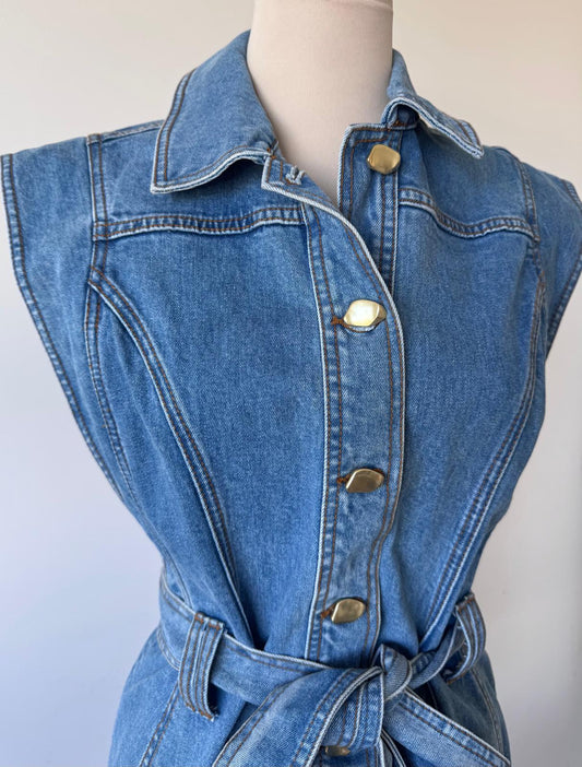 Aje Denim Ruffle Mini Dress size 8