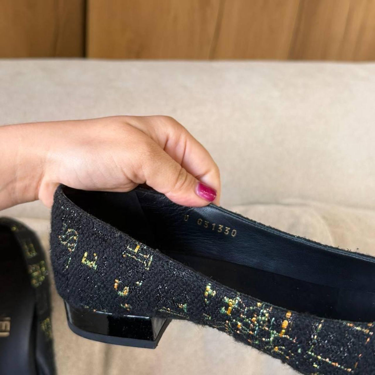 Chanel Ballet Flats — Black & Gold, Size EU 40