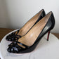 Christian Louboutin black patent leather peep toe heels with red sole #glamour #luxury