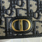 Dior Oblique Monogram Canvas & Leather CD Logo Cardholder Wallet Black/Beige