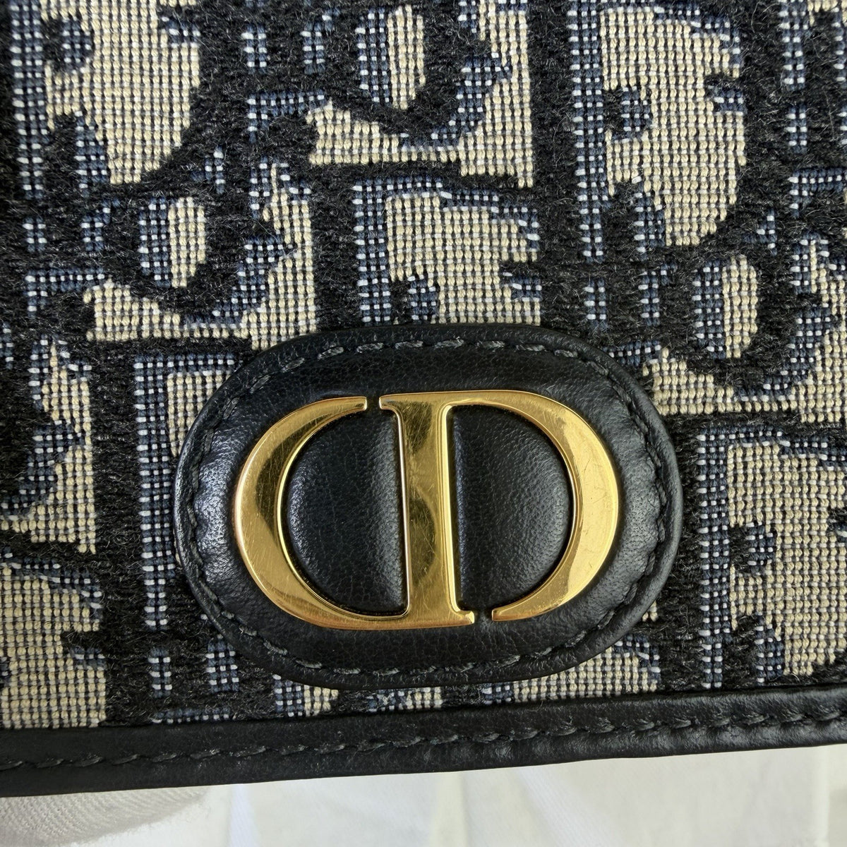 Dior Oblique Monogram Canvas & Leather CD Logo Cardholder Wallet Black/Beige