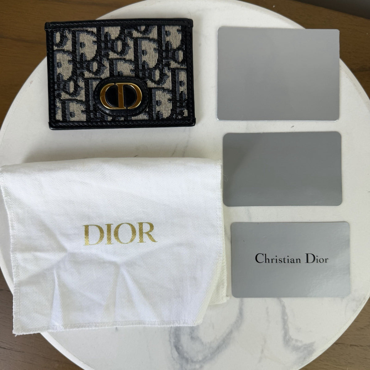Dior Oblique Monogram Canvas & Leather CD Logo Cardholder Wallet Black/Beige