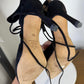 Manolo Blahnik black suede heels with lace up detail #luxury #designer