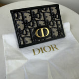 Dior Oblique Monogram Canvas & Leather CD Logo Cardholder Wallet Black/Beige