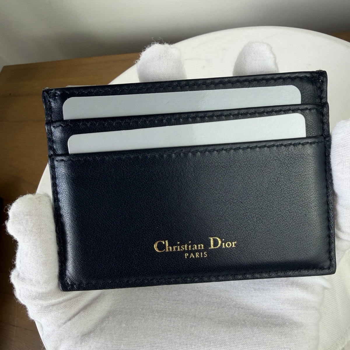 Dior Oblique Monogram Canvas & Leather CD Logo Cardholder Wallet Black/Beige