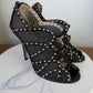 Jimmy Choo black mesh studded wedge sandals with silver studs, size 36 eu #wedges #designer